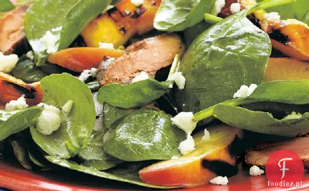 Grillowana sałatka ze szpinakiem z wieprzowiną i Nektarynką