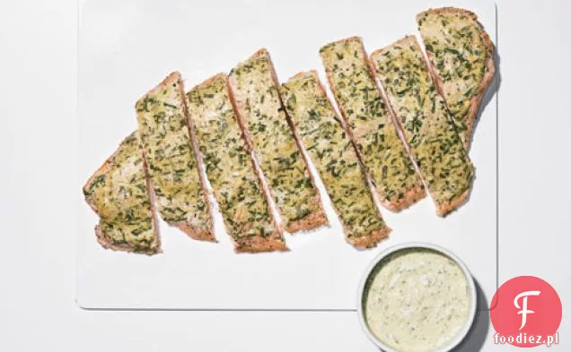 Pieczona Strona Łososia Z Musztardą, Estragonem I Sosem Szczypiorkowym