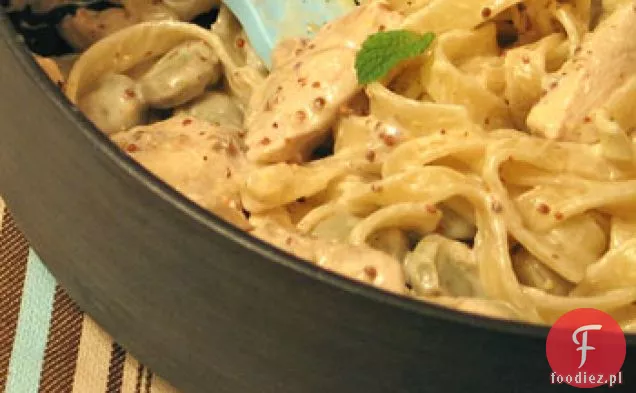 Tagliatelle Z Bób, Kurczak, Musztarda I Mięta