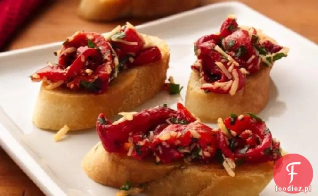 Pieczona Czerwona Papryka Bruschetta