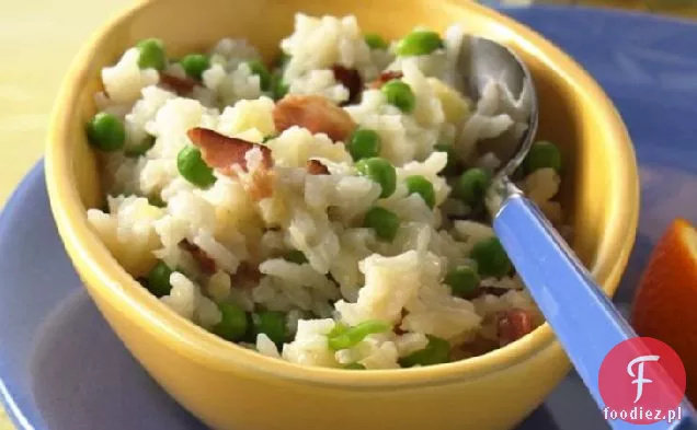 Parmezan ryż i groszek z boczkiem