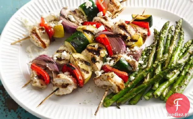 Grillowany Śródziemnomorski Kurczak Warzywa Kabobs