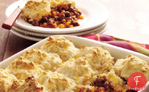 Taco Beef Bake with cheddar Biscuit Topping