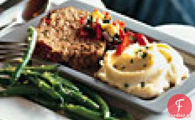 Pieczony klopsik warzywny z musztardowymi puree ziemniaczanym