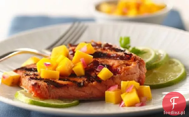 Grillowany łosoś imbirowo-Teriyaki z salsą miodowo-Mango