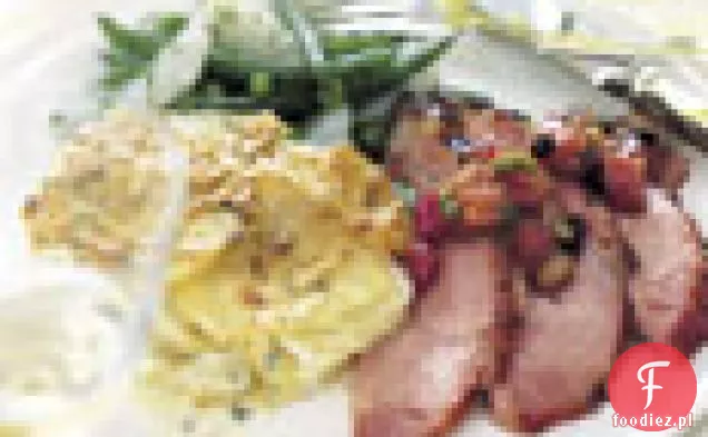 Szynka pieczona z musztardowo-czerwoną porzeczką i Chutney z rabarbarem