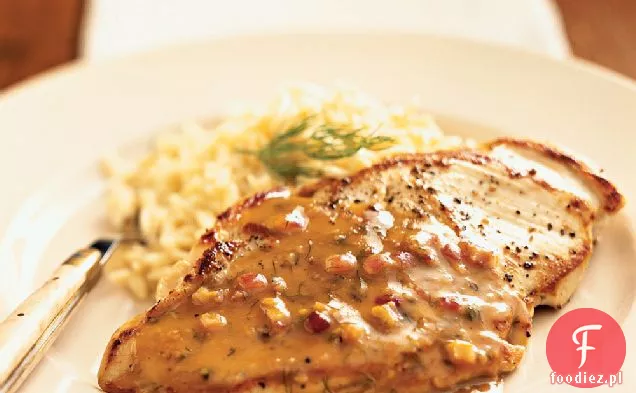Kotlety z kurczaka pieczone na patelni z sosem Klonowo-musztardowym koperkowym