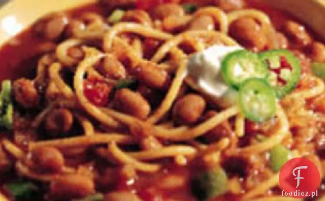 3-alarmowe Spaghetti i Pinto Bean Chili