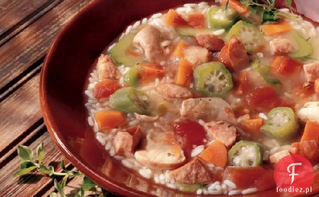 Zupa Gumbo z kurczakiem i ryżem