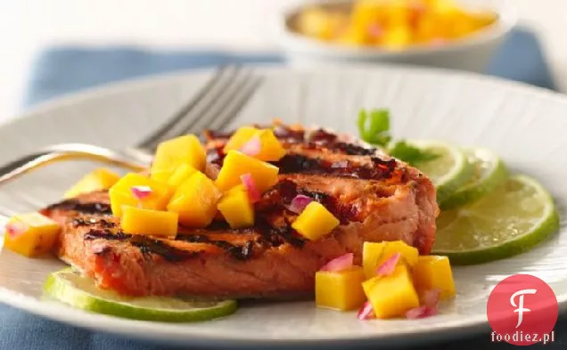 Grillowany łosoś imbirowo-Teriyaki z salsą miodowo-Mango