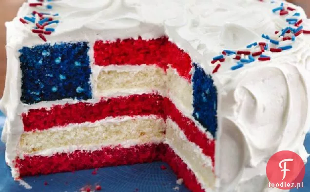 Czerwony, biały i niebieski warstwowe ciasto Flaga