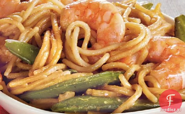 Krewetki i groszek cukrowy Lo Mein