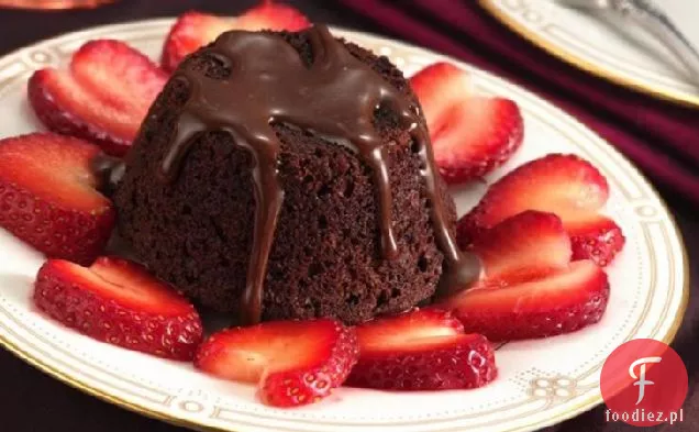 Mini Hot Fudge Cakes and Strawberry Hearts