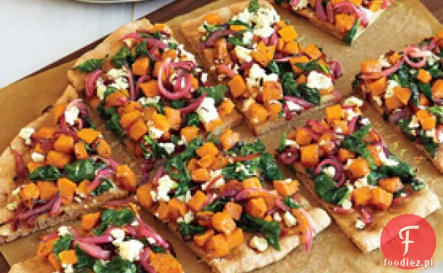 Pizza z dyni, szpinakiem i kozim serem