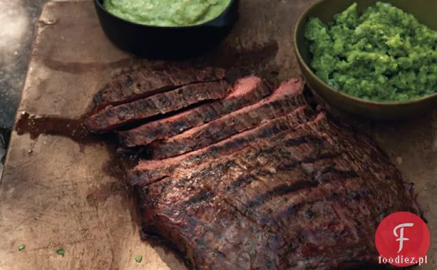 Beer-marynowany stek z flanki z Aji i Guacamole