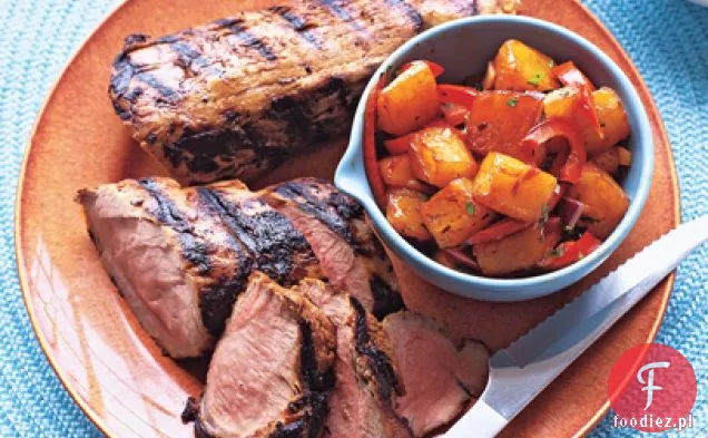 Grillowany Schab z pieczoną na ogniu salsą ananasową