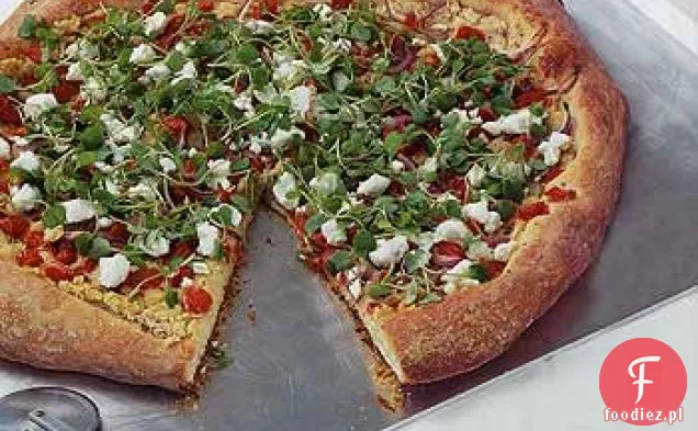 Pizza z białej fasoli, pomidorów i koziego sera