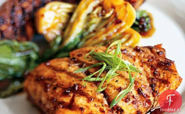 Grillowany Halibut, bakłażan i Baby Bok Choy z koreańskim sosem Barbecue