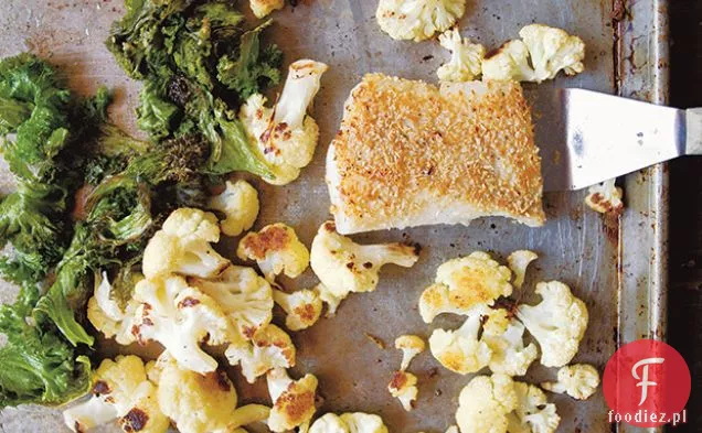 Sum z płatków owsianych, pieczony kalafior i musztarda oraz krem cytrynowy