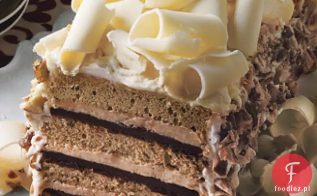 Tort Espresso z białej czekolady z Pralinkami z orzechów laskowych
