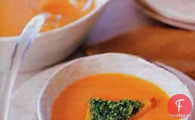 Pikantna pieczona zupa z dyni z Pesto z pesto
