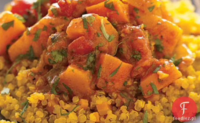 Quinoa z marokańskim dynią zimową i gulaszem z marchwi