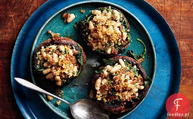 Portobello grzyby z białą fasolą i Prosciutto