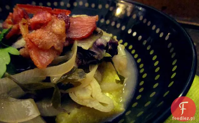 Duszone Pory I Koper Włoski Z Boczkiem I Polentą