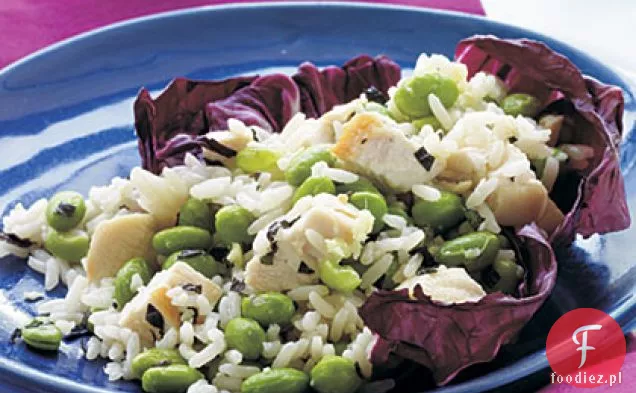 Sałatka z kurczakiem, Edamame i ryżem