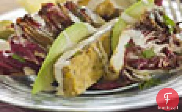 Grillowany marynowany stek Tempeh z awokado, Radicchio, dressingiem pomarańczowym i Tahini