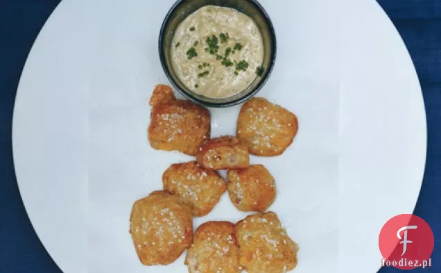 Country Ham and Cheddar Precel Bites with Jalapeño Mustard