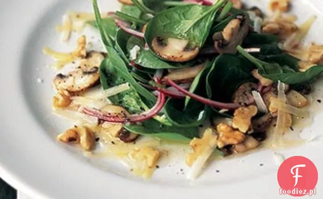 Sałatka Szpinakowa Z Ciepłymi Grzybami Cytrynowymi