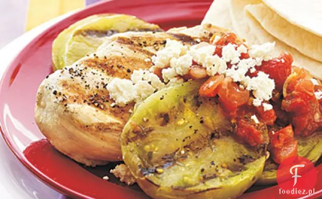 Grillowany kurczak i zielone pomidory