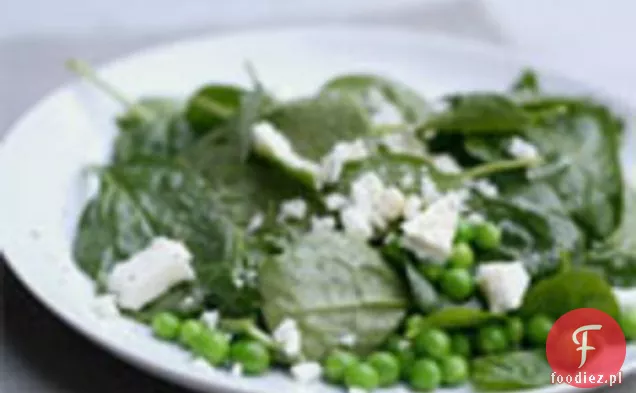 Kolacja: sałatka ze szpinakiem, groszkiem i serem Feta