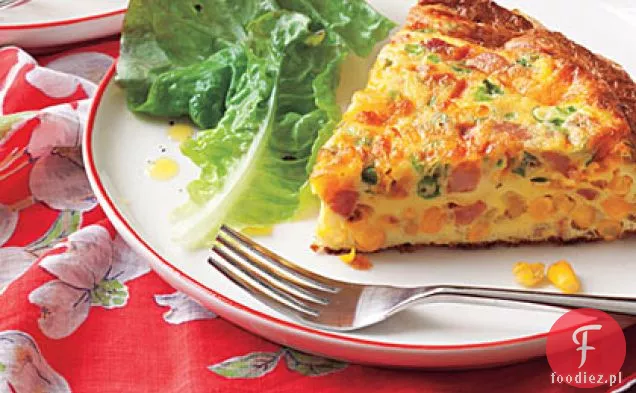 Kukurydza, szynka i cebula Frittata