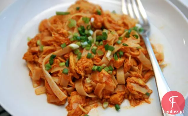 Kolacja dziś wieczorem: rozdrobniony Czerwony Kurczak Curry z makaronem ryżowym