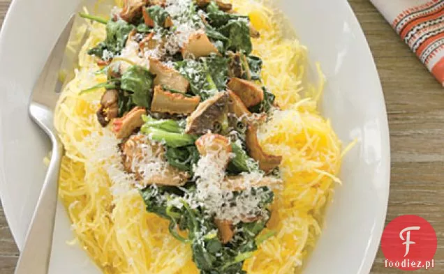 Spaghetti Squash z Podsmażonym szpinakiem