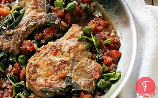 Kotlety wieprzowe ze złotą Portulaką i świeżym sosem pomidorowym