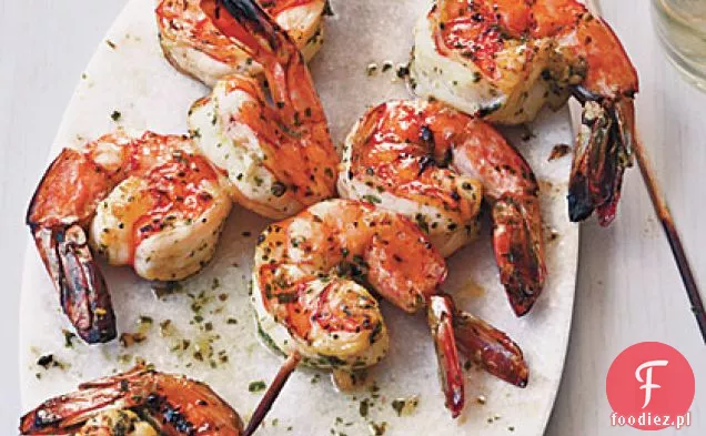 Pieczone Ziołowo Marynowane Szaszłyki Z Krewetek