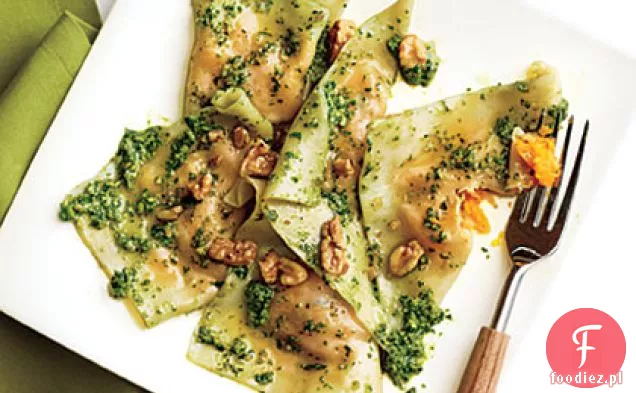 Ravioli z dyni z pesto szpinakowym