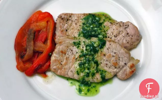 Schab Ferran Adrià z pieczoną papryką i olejem Pietruszkowym
