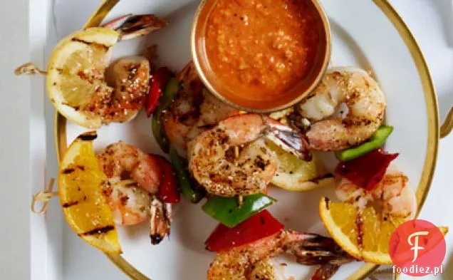 Grillowane szaszłyki z krewetkami i cytrusami