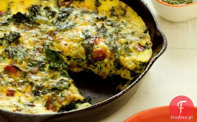 Frittata z ricottą i mieszaną zielenią