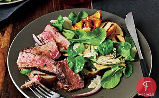 Tuscan-Style New York Strip with rukola-Artichoke Salad