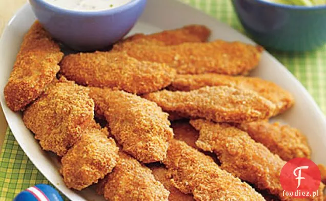 Pieczone paski z kurczaka Buffalo z dipem z sera pleśniowego