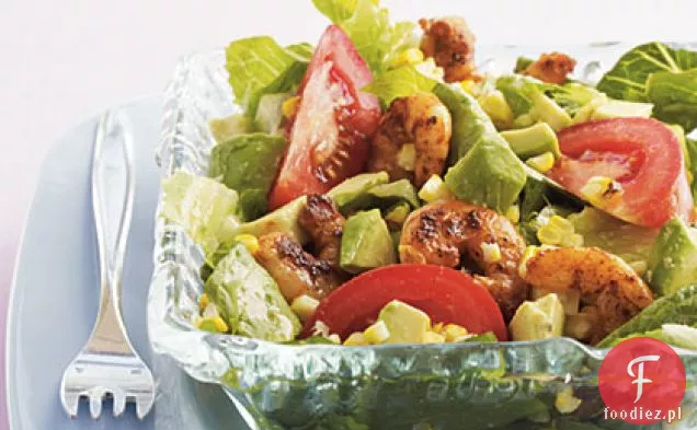 Grillowana Sałatka z krewetek z sosem limonkowo-kminkowym