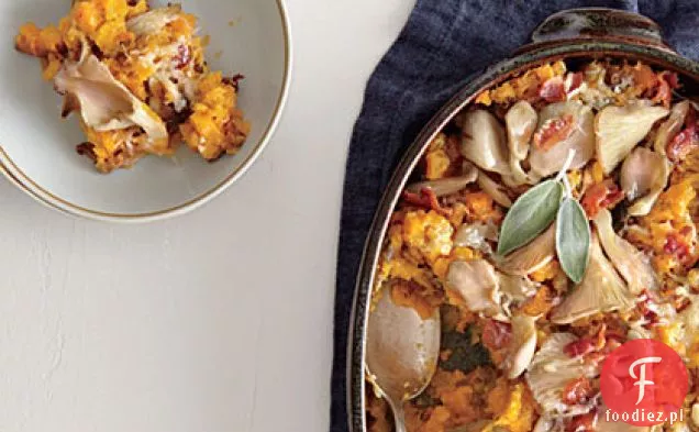 Dynia piżmowa AU zapiekana z grzybami i chrupiącym boczkiem