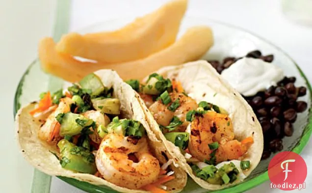 Pikantne krewetkowe Tacos z grillowaną salsą Tomatillo