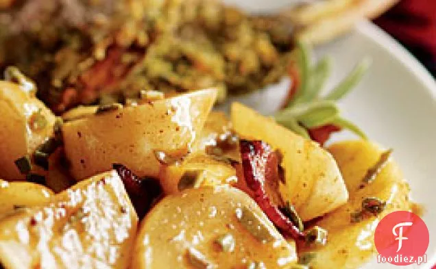 Cydr-glazurowana rzepa i jabłka z szałwią i boczkiem