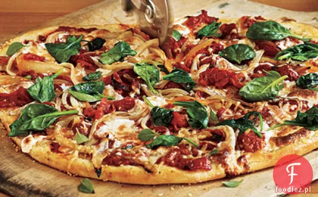 Pizza ze szpinakiem i cebulą